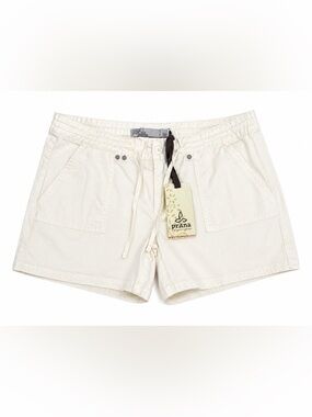 prAna BREATHE Halle Shorts Sz 10 NWT Organic Cotton Hiking Travel Gorpcore White
